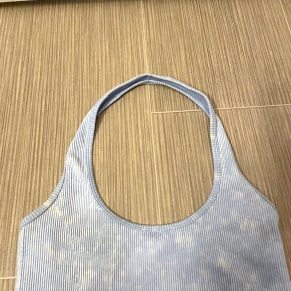 American Eagle Ribbed Halter Tank Top Size Medium Light Blue - Picture 4 of 14